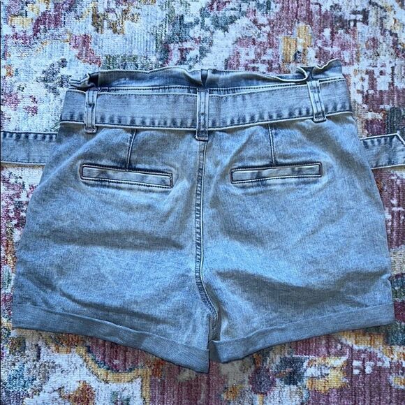 Express Blue Jean Shorts with High-Waist and Cuffed Hem - Picture 6 of 6